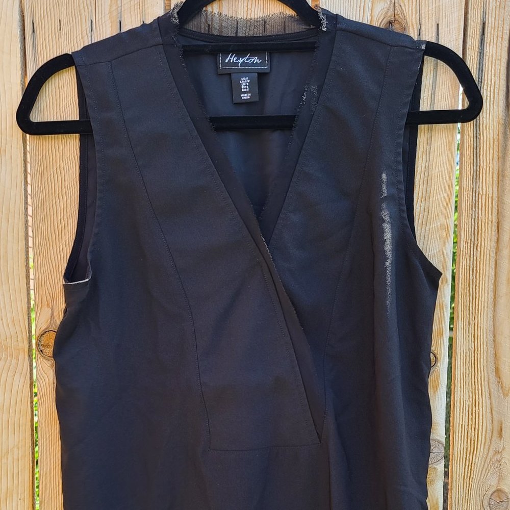 Heyton - Black tank, sheer raw trimming, v-neck